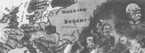 Schon 1889 zirkultierten Karten der Freimaurer, die Deutschland zerschlagen und Russland als "soz. Wüste" zeigen.