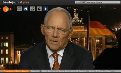 Hochfrequenzluegner Schäuble im ZDF bei Marietta Slomka am 5. 9. 2012