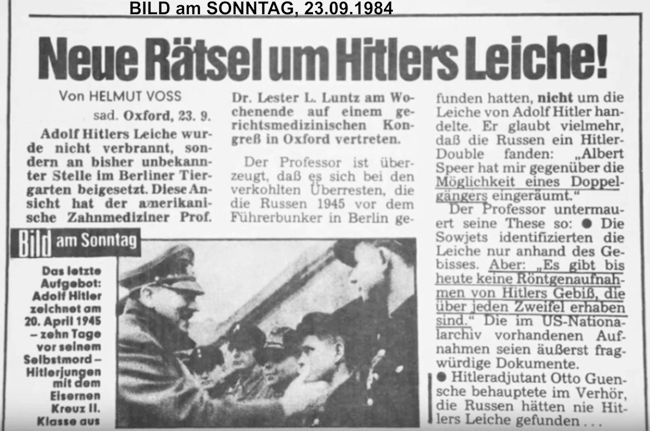 BamS Hitler war nicht gefunden worden