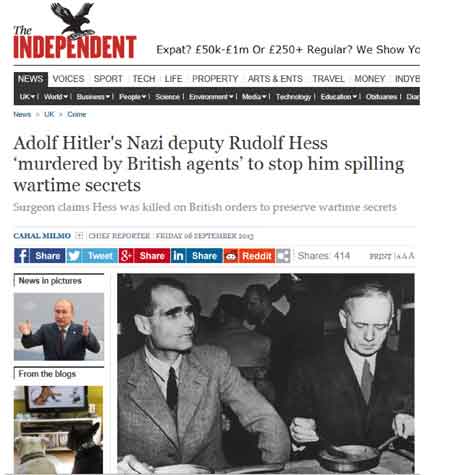 THE INDEPENDENTRudolf Hess im Auftrag der britischen Regierung ermorde