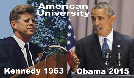 Kennedy und Obama sprechen an der American University