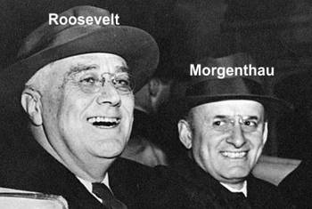 US-Präsident Roosevelt mit seinem Freund Morgenthau, der die Ausrottung der Deutschen plante.