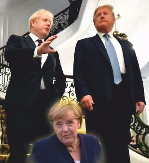 Merkel wird von Trump und Johnson in den Boden getreten